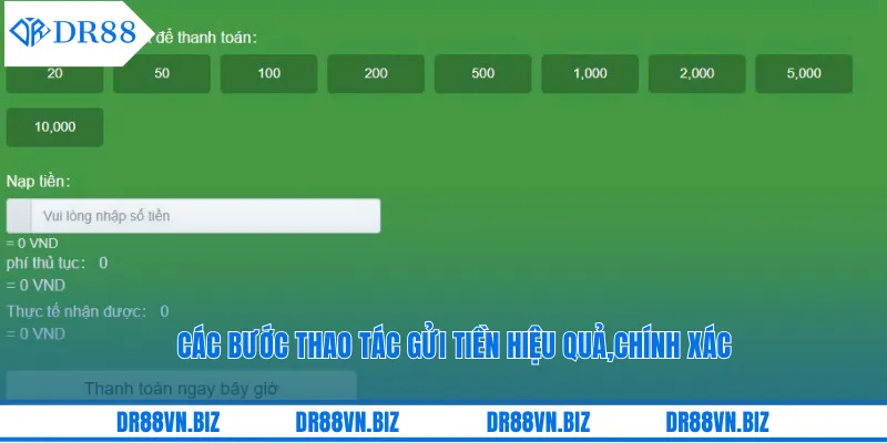 Các bước thao tác gửi tiền hiệu quả,chính xác